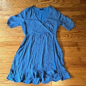 Blue Cheetah Print Wrap Dress